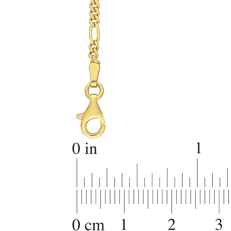 2.2mm Figaro Chain Necklace in Sterling Silver with Yellow Rhodium - 20"