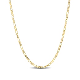 2.2mm Figaro Chain Necklace in Sterling Silver with Yellow Rhodium