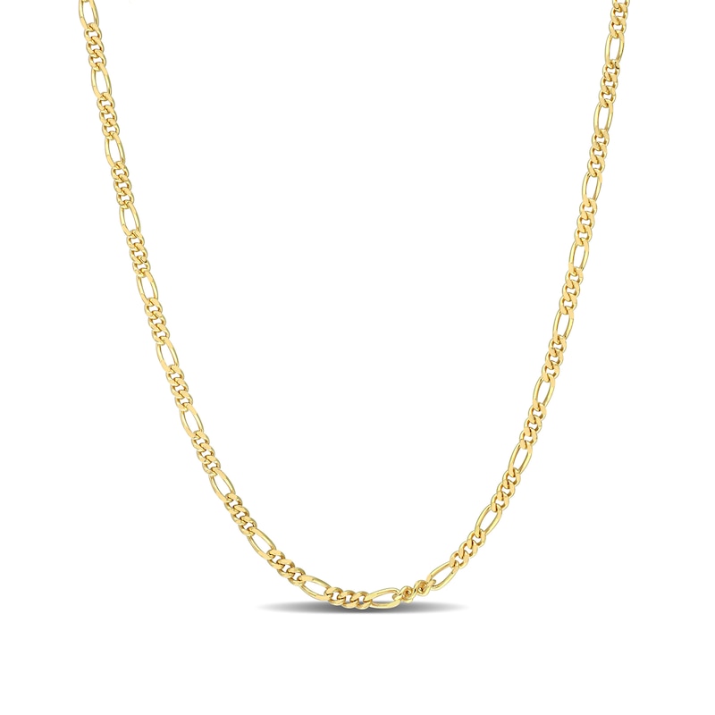 2.2mm Figaro Chain Necklace in Sterling Silver with Yellow Rhodium|Peoples Jewellers