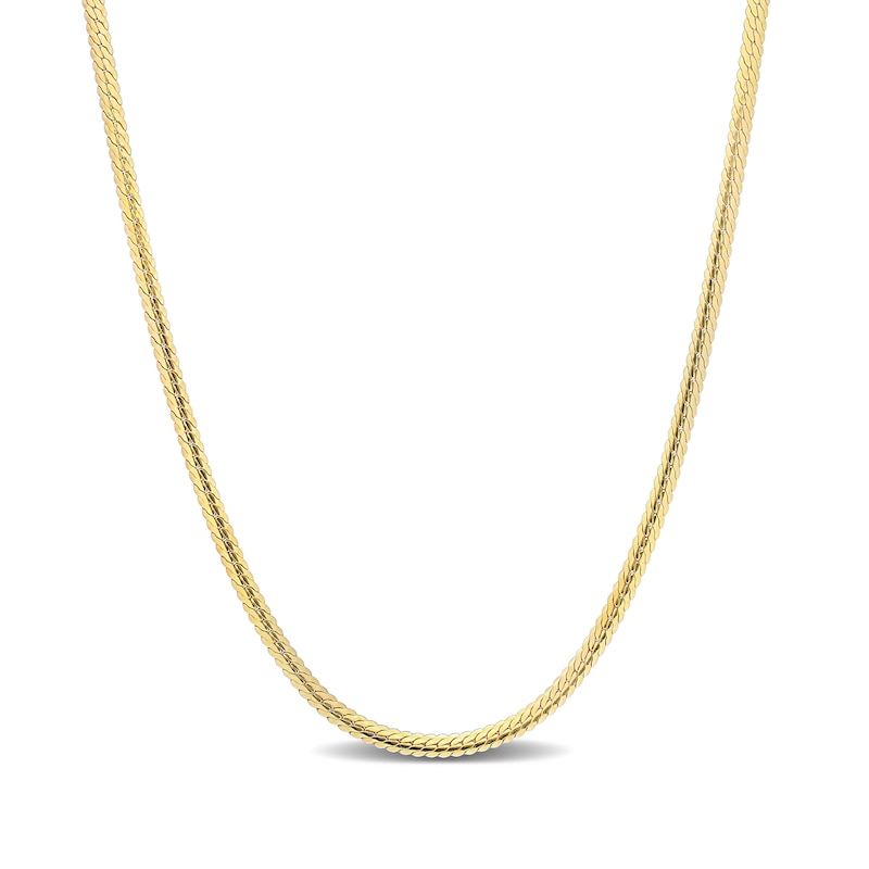 2.0mm Herringbone Chain Necklace in Sterling Silver with Yellow Rhodium - 16"