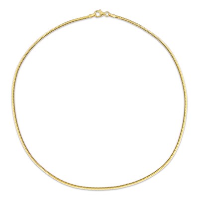 2.0mm Herringbone Chain Necklace in Sterling Silver with Yellow Rhodium