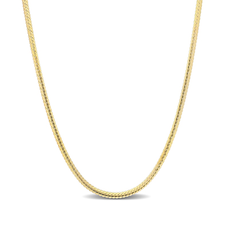 2.0mm Herringbone Chain Necklace in Sterling Silver with Yellow Rhodium|Peoples Jewellers