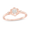 Thumbnail Image 0 of 0.08 CT. T.W. Diamond Flower Promise Ring in Sterling Silver with Rose-Tone Flash Plate