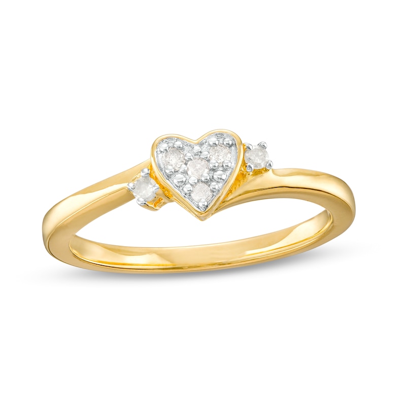 0.10 CT. T.W. Diamond Heart Promise Ring in Sterling Silver with Gold-Tone Flash Plate|Peoples Jewellers