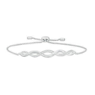 Diamond Accent Twist Bolo Bracelet in Sterling Silver – 9.5"