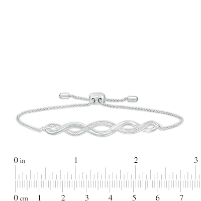 Diamond Accent Twist Bolo Bracelet in Sterling Silver – 9.5"