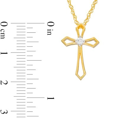 0.04 CT. Diamond Solitaire Cross Pendant in 10K Gold