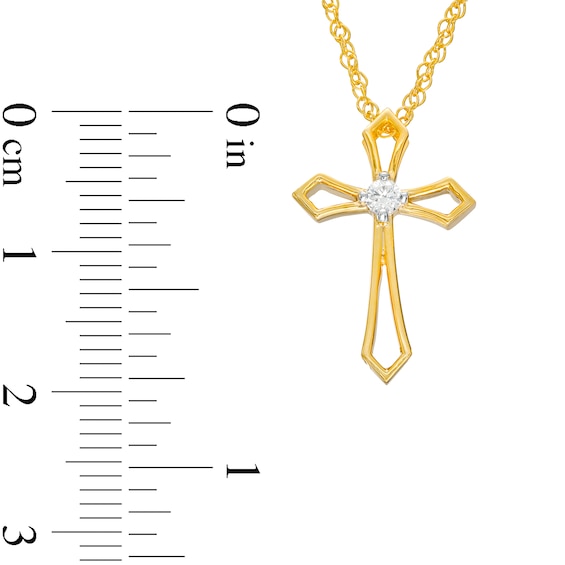 0.04 CT. Diamond Solitaire Cross Pendant in 10K Gold