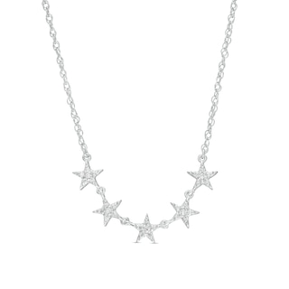 0.12 CT. T.W. Diamond Five Star Necklace in Sterling Silver