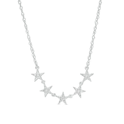 0.12 CT. T.W. Diamond Five Star Necklace in Sterling Silver