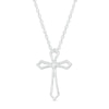 Thumbnail Image 0 of 0.04 CT. Diamond Solitaire Flared Cross Pendant in 10K White Gold