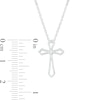 Thumbnail Image 2 of 0.04 CT. Diamond Solitaire Flared Cross Pendant in 10K White Gold