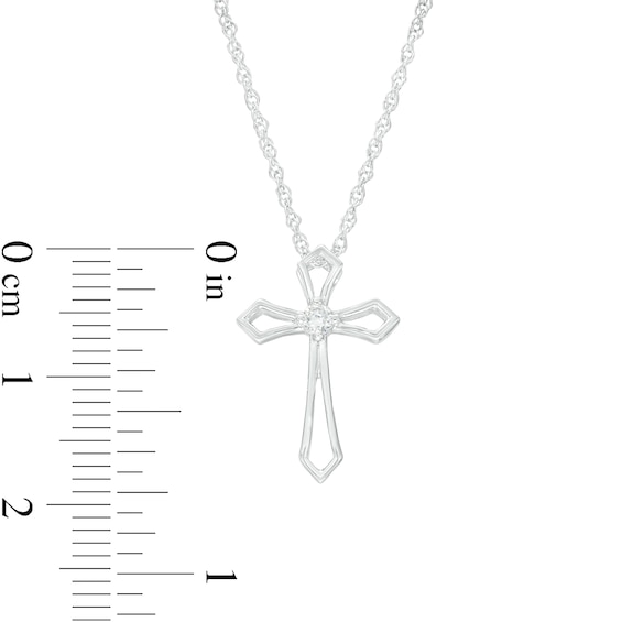 0.04 CT. Diamond Solitaire Flared Cross Pendant in 10K White Gold