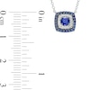 Vera Wang Love Collection Blue Sapphire and 0.05 CT. T.W. Diamond Cushion-Shaped Frame Necklace in 10K White Gold - 19"