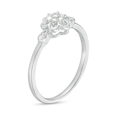 0.08 CT. T.W. Diamond Flower Promise Ring in Sterling Silver