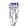 Thumbnail Image 2 of Oval Tanzanite and 0.34 CT. T.W. Diamond Open Knot Shank Ring in 14K White Gold