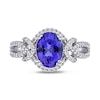 Thumbnail Image 3 of Oval Tanzanite and 0.34 CT. T.W. Diamond Open Knot Shank Ring in 14K White Gold