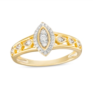 0.20 CT. T.W. Marquise-Shaped Multi-Diamond Frame Promise Ring in 10K Gold