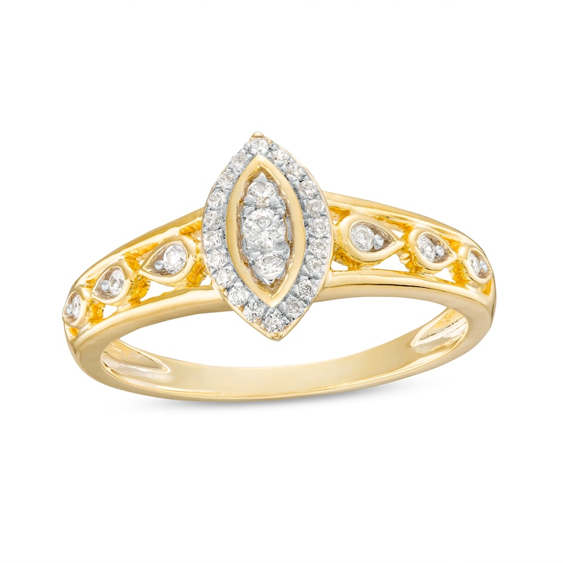 0.20 CT. T.W. Marquise-Shaped Multi-Diamond Frame Promise Ring in 10K Gold|Peoples Jewellers
