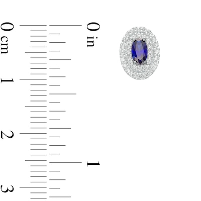 Vera Wang Love Collection Oval Blue Sapphire and 0.23 CT. T.W. Diamond Frame Stud Earrings in 10K White Gold