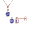 Thumbnail Image 0 of 5.0mm Tanzanite and Diamond Accent Pendant and Stud Earrings Set in 10K Rose Gold