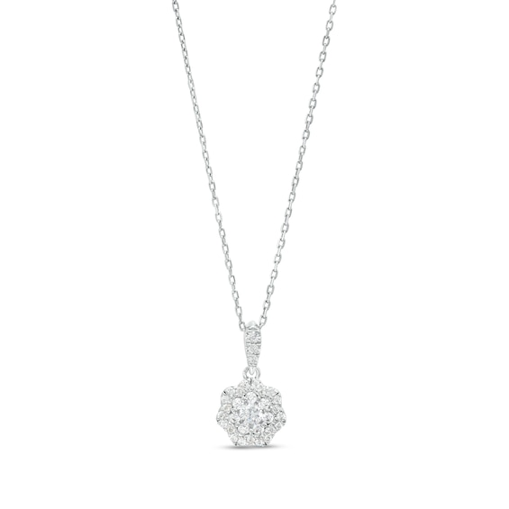 0.25 CT. T.W. Multi-Diamond Flower Pendant in 10K White Gold