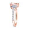 Pear-Shaped Morganite, Aquamarine, and White Topaz Toi et Moi Ring in 10K Rose Gold