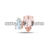 Thumbnail Image 3 of Pear-Shaped Morganite, Aquamarine, and White Topaz Toi et Moi Ring in 10K Rose Gold