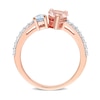 Thumbnail Image 4 of Pear-Shaped Morganite, Aquamarine, and White Topaz Toi et Moi Ring in 10K Rose Gold