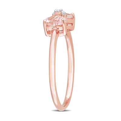 5.0mm Heart-Shaped Morganite and Diamond Accent Bow Ring in 10K Rose Gold