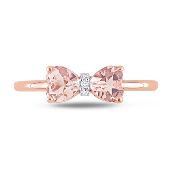 5.0mm Heart-Shaped Morganite and Diamond Accent Bow Ring in 10K Rose Gold