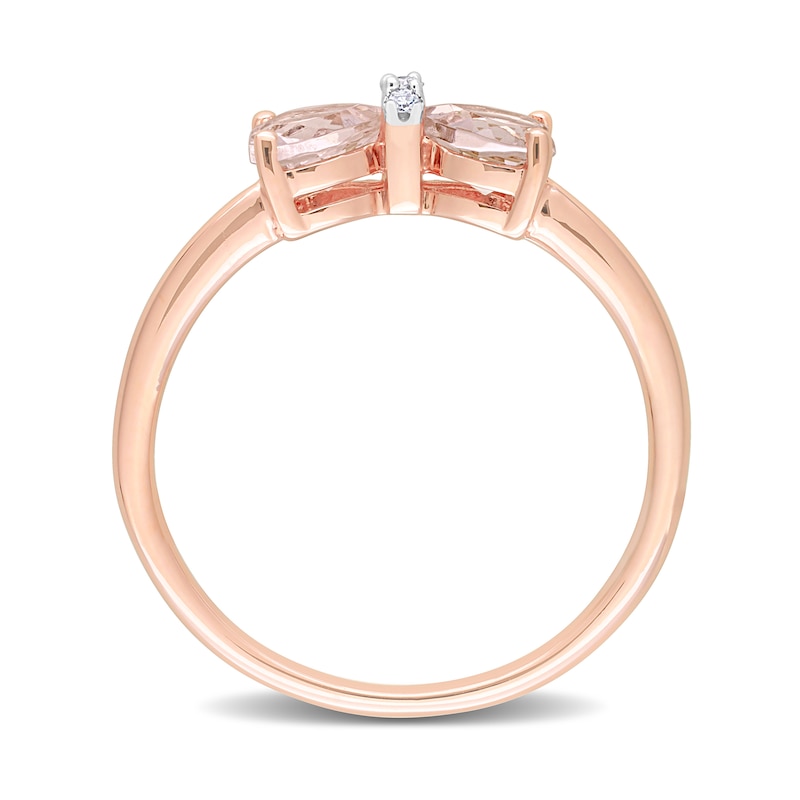 5.0mm Heart-Shaped Morganite and Diamond Accent Bow Ring in 10K Rose Gold
