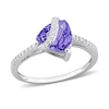 Thumbnail Image 0 of 8.0mm Trillion-Cut Tanzanite and 0.12 CT. T.W. Diamond Ribbon Ring in Sterling Silver
