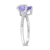 Thumbnail Image 2 of 8.0mm Trillion-Cut Tanzanite and 0.12 CT. T.W. Diamond Ribbon Ring in Sterling Silver