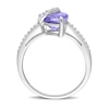 Thumbnail Image 4 of 8.0mm Trillion-Cut Tanzanite and 0.12 CT. T.W. Diamond Ribbon Ring in Sterling Silver