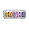 Baguette Multi-Colour Lab-Created Sapphire Channel-Set Band in Sterling Silver