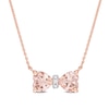 5.0mm Heart-Shaped Morganite and Diamond Accent Bow Necklace in 10K Rose Gold - 17"