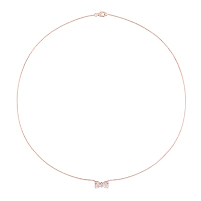 5.0mm Heart-Shaped Morganite and Diamond Accent Bow Necklace in 10K Rose Gold - 17"