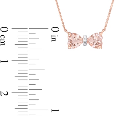 5.0mm Heart-Shaped Morganite and Diamond Accent Bow Necklace in 10K Rose Gold - 17"