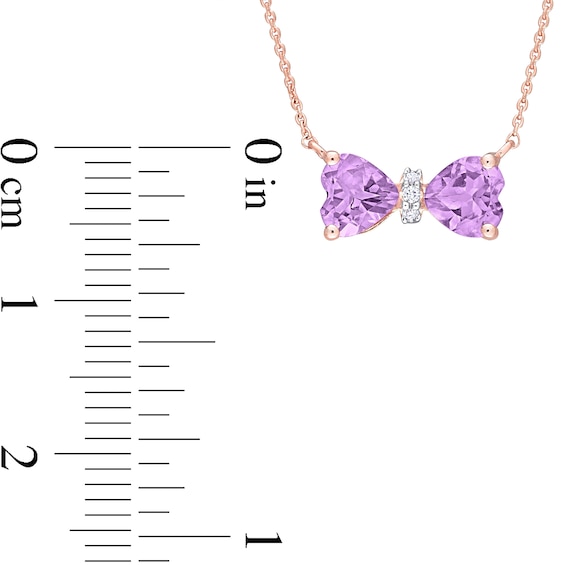 5.0mm Heart-Shaped Amethyst and Diamond Accent Bow Necklace in 10K Rose Gold - 17"