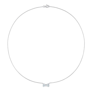 5.0mm Heart-Shaped Aquamarine and Diamond Accent Bow Necklace in 10K White Gold - 17"