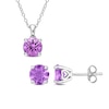 Thumbnail Image 0 of 7.0mm Amethyst Solitaire Pendant and Stud Earrings Set in Sterling Silver