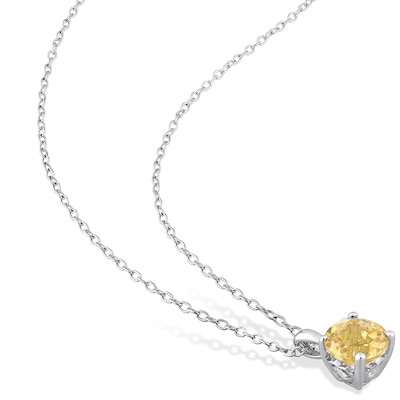 7.0mm Citrine Solitaire Pendant and Stud Earrings Set in Sterling Silver