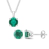 Thumbnail Image 0 of 7.0mm Lab-Created Emerald Solitaire Pendant and Stud Earrings Set in Sterling Silver
