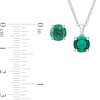 Thumbnail Image 4 of 7.0mm Lab-Created Emerald Solitaire Pendant and Stud Earrings Set in Sterling Silver