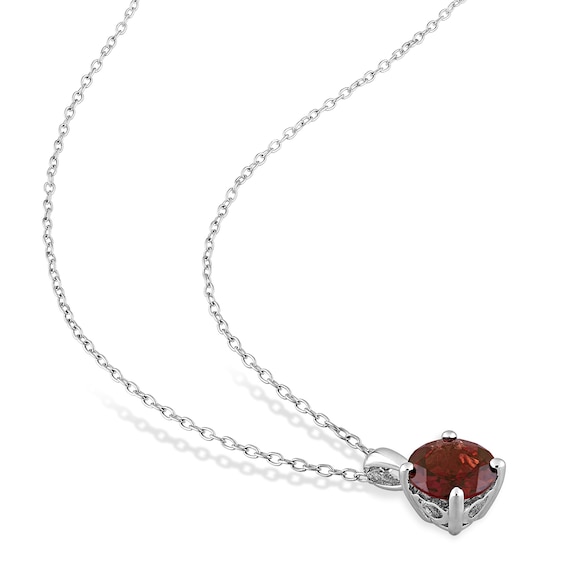 7.0mm Garnet Solitaire Pendant and Stud Earrings Set in Sterling Silver