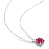 7.0mm Lab-Created Ruby Solitaire Pendant and Stud Earrings Set in Sterling Silver