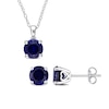 Thumbnail Image 0 of 7.0mm Blue Lab-Created Sapphire Solitaire Pendant and Stud Earrings Set in Sterling Silver
