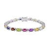 Oval Multi-Gemstone Rainbow Line Bracelet in Sterling Silver