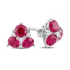 4.0mm Lab-Created Ruby and White Lab-Created Sapphire Stud Earrings in Sterling Silver